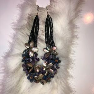 Mother-of-Pearl and Gemstone Flower Necklace